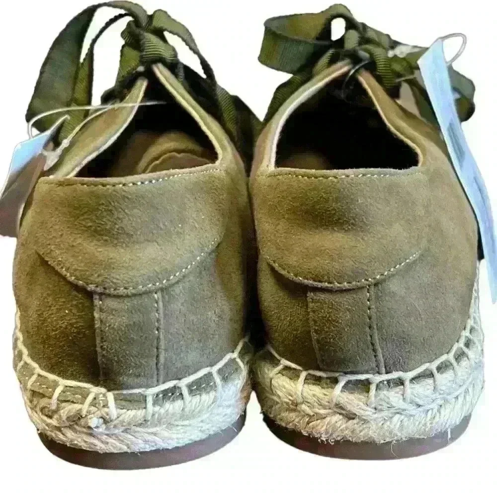 Vionic Sandy Coast Espadrille Sneakers Womens 7 Olive Leather Comfort Orthaheel